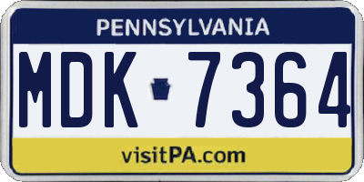 PA license plate MDK7364