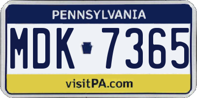 PA license plate MDK7365