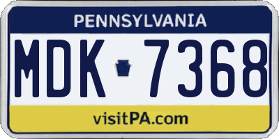 PA license plate MDK7368
