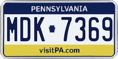 PA license plate MDK7369