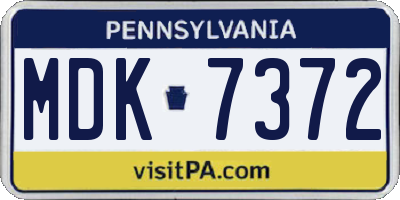 PA license plate MDK7372