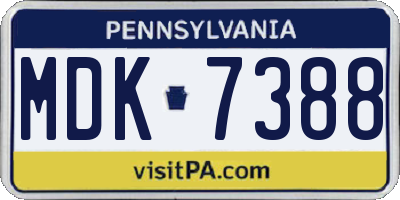 PA license plate MDK7388