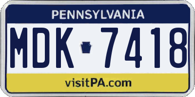 PA license plate MDK7418