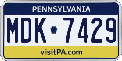 PA license plate MDK7429