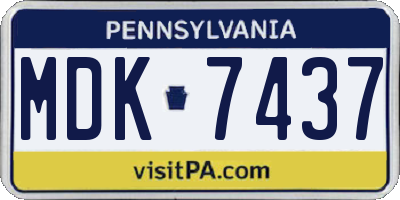 PA license plate MDK7437