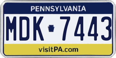 PA license plate MDK7443