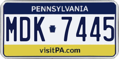 PA license plate MDK7445