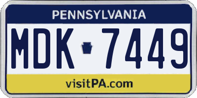 PA license plate MDK7449
