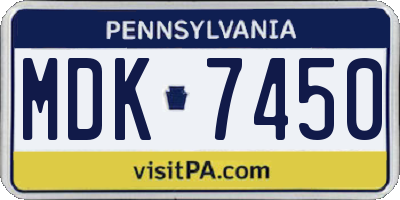 PA license plate MDK7450