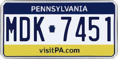 PA license plate MDK7451
