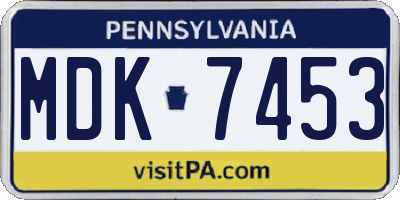 PA license plate MDK7453