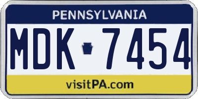 PA license plate MDK7454