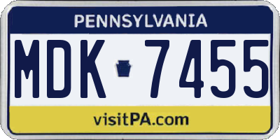 PA license plate MDK7455