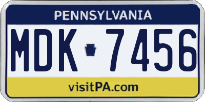 PA license plate MDK7456