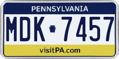 PA license plate MDK7457