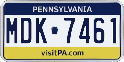 PA license plate MDK7461