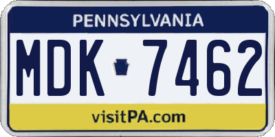 PA license plate MDK7462