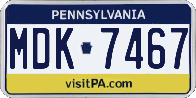 PA license plate MDK7467