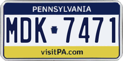 PA license plate MDK7471
