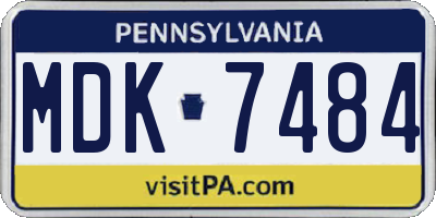 PA license plate MDK7484