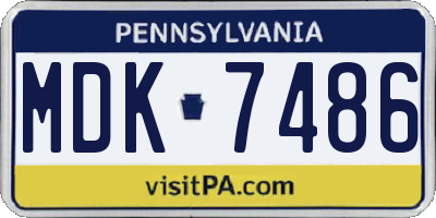 PA license plate MDK7486
