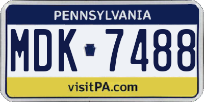 PA license plate MDK7488