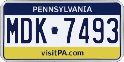 PA license plate MDK7493