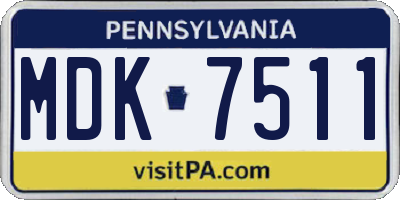 PA license plate MDK7511