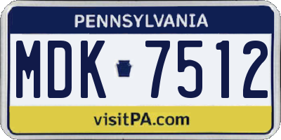 PA license plate MDK7512
