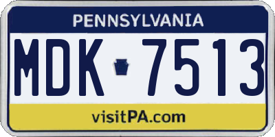 PA license plate MDK7513