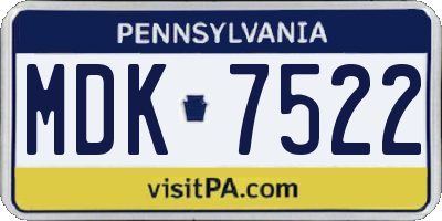 PA license plate MDK7522