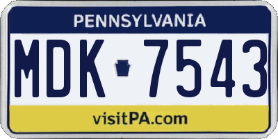 PA license plate MDK7543