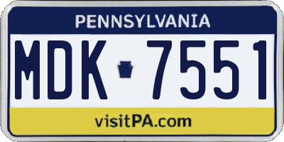 PA license plate MDK7551
