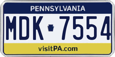 PA license plate MDK7554