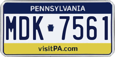 PA license plate MDK7561
