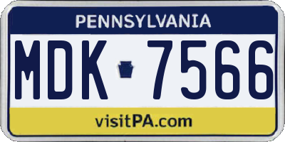 PA license plate MDK7566