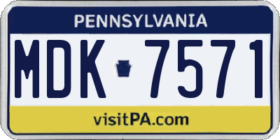 PA license plate MDK7571