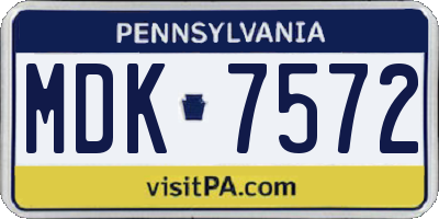 PA license plate MDK7572