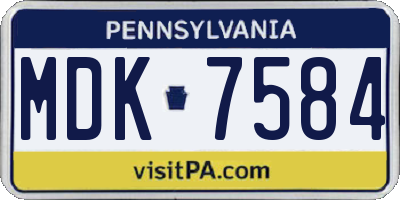 PA license plate MDK7584