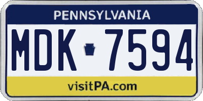 PA license plate MDK7594