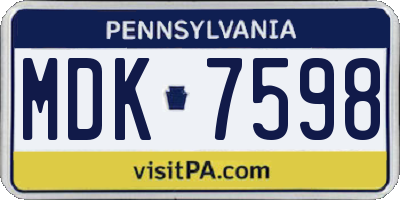 PA license plate MDK7598