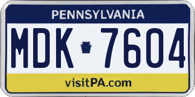 PA license plate MDK7604