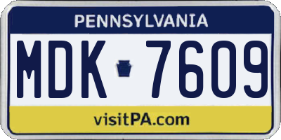 PA license plate MDK7609