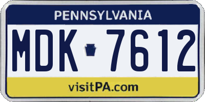 PA license plate MDK7612