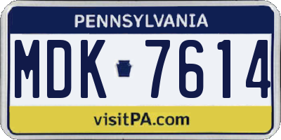 PA license plate MDK7614