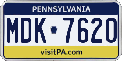 PA license plate MDK7620