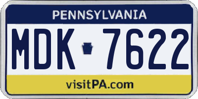 PA license plate MDK7622