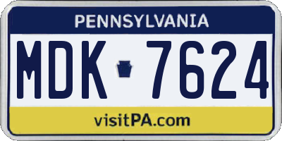 PA license plate MDK7624