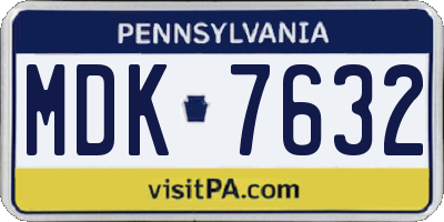 PA license plate MDK7632