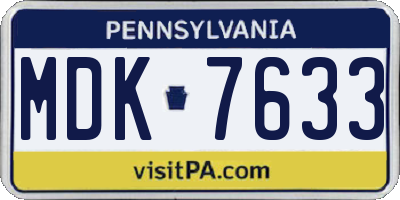 PA license plate MDK7633